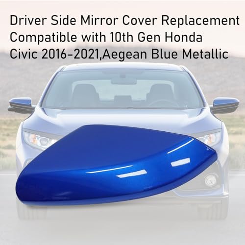 Moonlinks Compatible with 2016-2021 Honda Civic Driver Side Mirror Cover Replacement,Aegean Blue Metallic for 10th Gen Civic,2019-2022 Insight,Left Side Door Rearview Mirror Cap Trim(1PC) - Image 2
