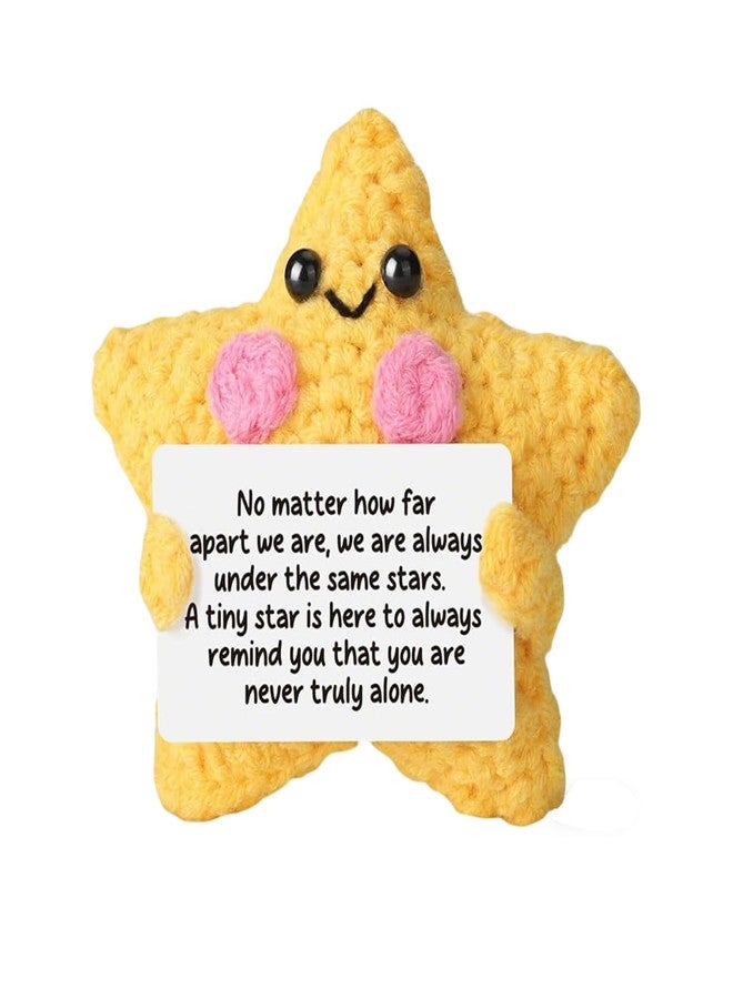 ZingFsh Crochet Yellow Star Doll Emotional Support Comfort Decor, Long Distance Relationship Gifts, Friendship Farewell Goodbye Leaving Gifts for Women Friend Couple Boyfriend Girlfriend Coworker - Image 1