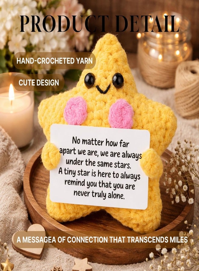 ZingFsh Crochet Yellow Star Doll Emotional Support Comfort Decor, Long Distance Relationship Gifts, Friendship Farewell Goodbye Leaving Gifts for Women Friend Couple Boyfriend Girlfriend Coworker - Image 3