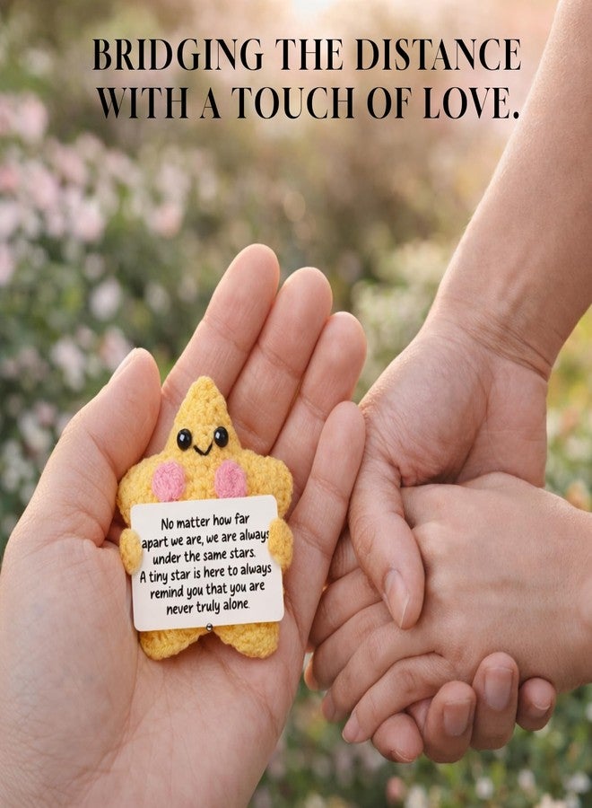 ZingFsh Crochet Yellow Star Doll Emotional Support Comfort Decor, Long Distance Relationship Gifts, Friendship Farewell Goodbye Leaving Gifts for Women Friend Couple Boyfriend Girlfriend Coworker - Image 5