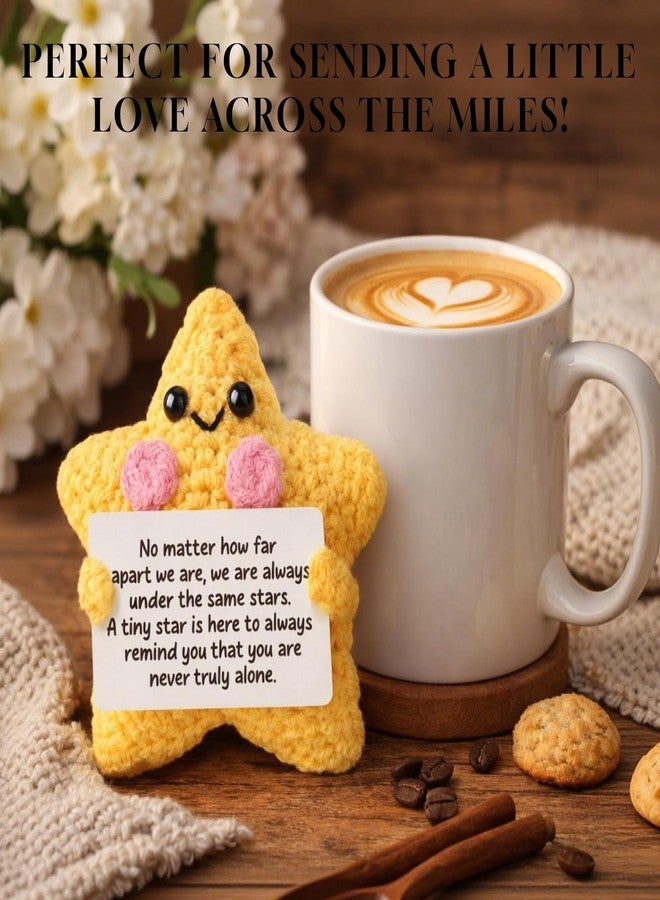ZingFsh Crochet Yellow Star Doll Emotional Support Comfort Decor, Long Distance Relationship Gifts, Friendship Farewell Goodbye Leaving Gifts for Women Friend Couple Boyfriend Girlfriend Coworker - Image 4