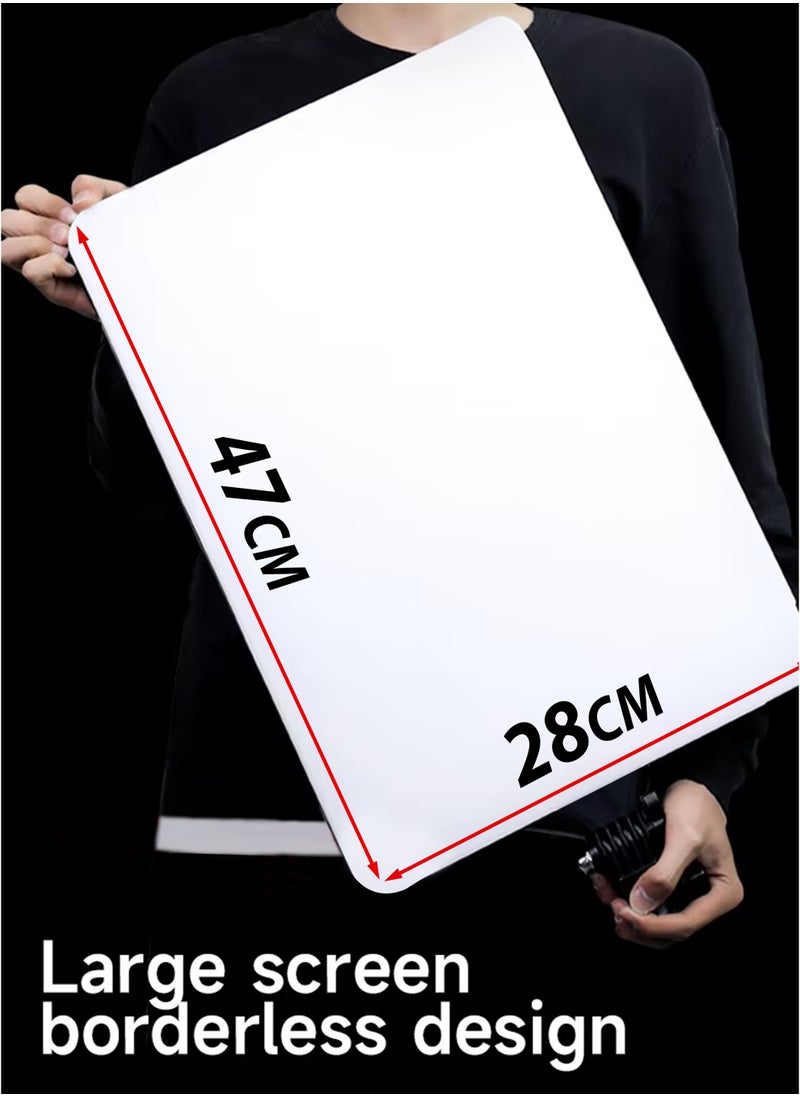 DBLEW - LED Video Light Panel with 1.5M Tripod Stand and Remote Ultra-Thin Borderless Photography Lightning Kit 2500-7500K Dimmable 3-Color Studio Lighting with High CRI 97+ for Vlogging, YouTube, TikTok, Makeup, Live Game Streaming, Video shooting, Portrait and Product Shoots 180° Adjustable Tiltable Selfie Light, 360° Rotating Mobile Holder - Image 1