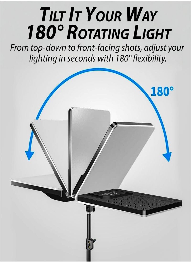 DBLEW LED Video Light Panel with 1.5M Tripod Stand and Remote Ultra-Thin Borderless Photography Lightning Kit 2500-7500K Dimmable 3-Color Studio Lighting with High CRI 97+ for Vlogging, YouTube, TikTok, Makeup, Live Game Streaming, Video shooting, Portrait and Product Shoots 180° Adjustable Tiltable Selfie Light, 360° Rotating Mobile Holder  - Image 5