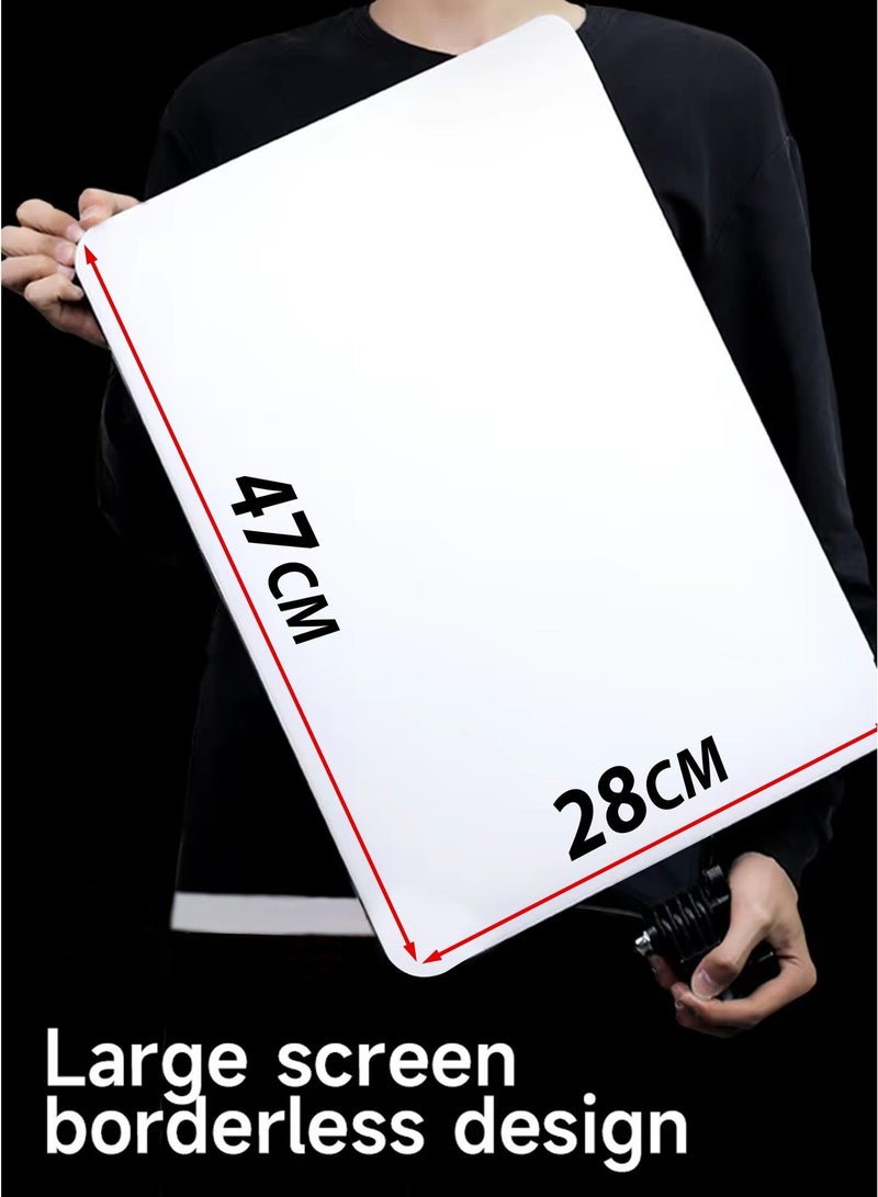 دي بلو لوحة إضاءة فيديو LED مع حامل ترايبود بارتفاع 1.5 متر وجهاز تحكم عن بُعد – طقم إضاءة تصوير فائق النحافة بدون حواف بدرجات حرارة لونية قابلة للتعديل من 2500K إلى 7500K، إضاءة استوديو بثلاثة ألوان وقابلية لتعتيم الإضاءة، مع مؤشر تجسيد ألوان عالي CRI 97+، مثالي للفلوغ، يوتيوب، تيك توك، المكياج، البث المباشر للألعاب، تصوير الفيديو، التصوير الشخصي وتصوير المنتجات – ضوء سيلفي قابل للإمالة حتى 180 درجة وحامل جوال دوّار بزاوية 360 درجة - Image 2