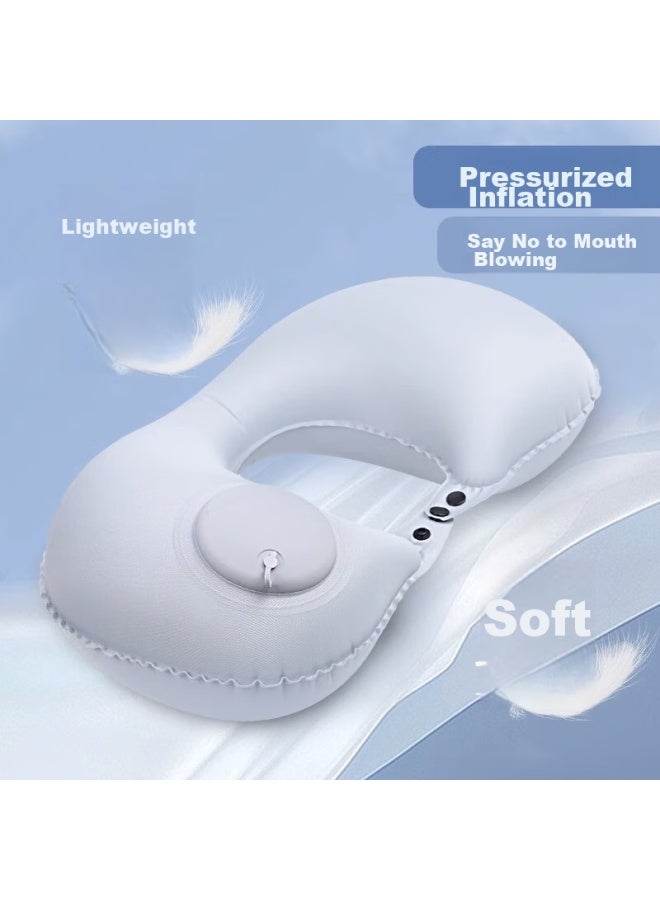 JAJALIN Jajalin U-shaped Inflatable Pillow, Travel Portable Neck Pillow, Office Nap Pillow, Business Trip Accessory Cushion, Gray  - Image 1