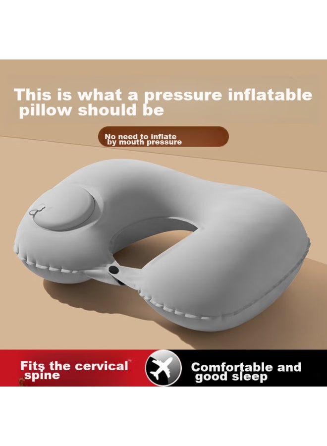 JAJALIN Jajalin U-shaped Inflatable Pillow, Travel Portable Neck Pillow, Office Nap Pillow, Business Trip Accessory Cushion, Gray  - Image 2