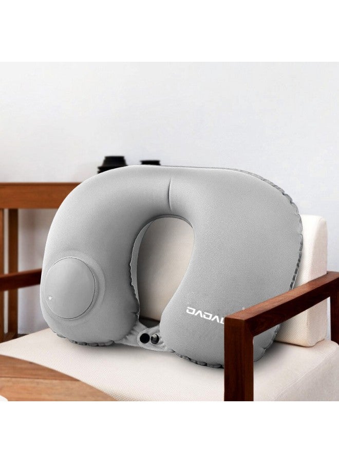 JAJALIN Jajalin U-shaped Inflatable Pillow, Travel Portable Neck Pillow, Office Nap Pillow, Business Trip Accessory Cushion, Gray  - Image 3