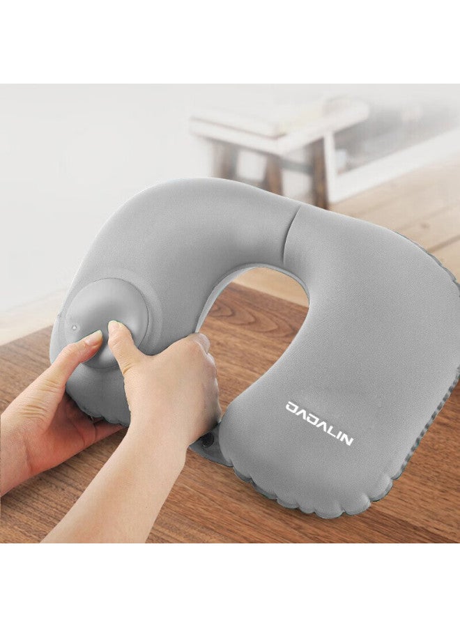 JAJALIN Jajalin U-shaped Inflatable Pillow, Travel Portable Neck Pillow, Office Nap Pillow, Business Trip Accessory Cushion, Gray  - Image 4
