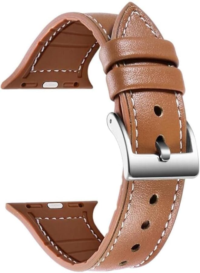 G-Power Leather Classic Replacement Wrist Band Strap With Elegant Simple Design And High Elasticity Specially For Apple Smart Watches 3/4/5 Series 42/44 Mm - Brown