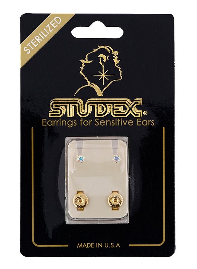 Studex - 4MM Rainbow Crystal 24K Pure Gold Plated Ear Stud - Image 1