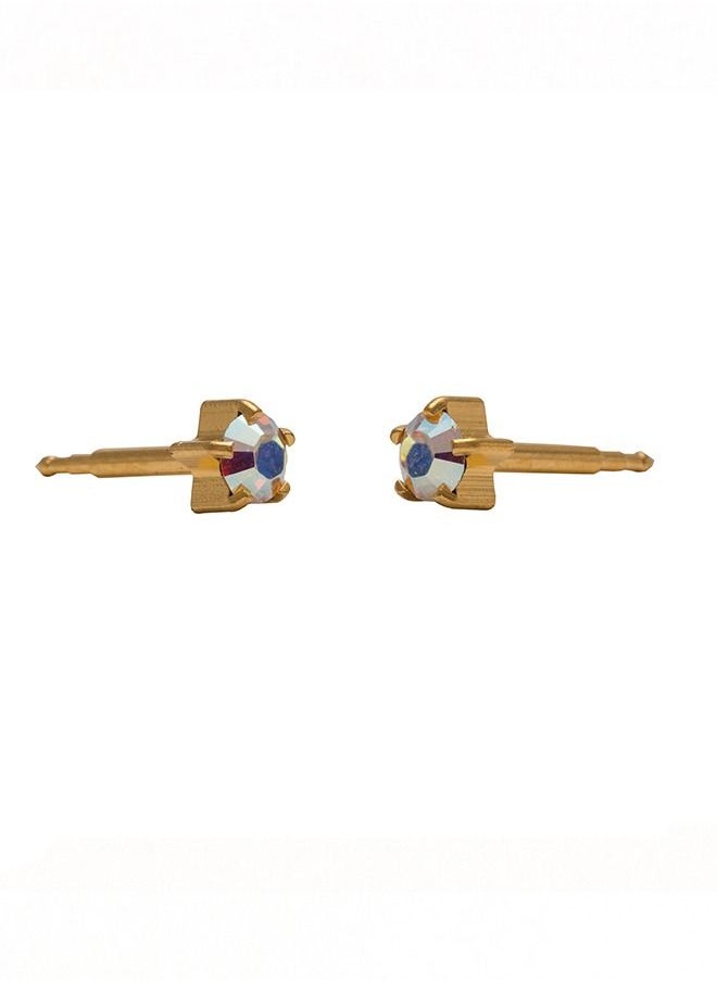 Studex - 4MM Rainbow Crystal 24K Pure Gold Plated Ear Stud - Image 1