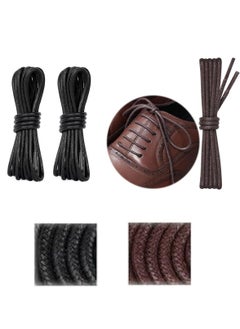 3 Pairs Waxed Round Dress Shoelaces Thin Formal Business Oxford Shoe Lace for Men or Women’s Chukka/Desert Boots