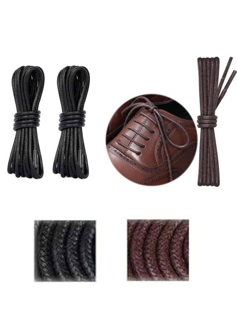 RATSAW - 3 Pairs Waxed Round Dress Shoelaces Thin Formal Business Oxford Shoe Lace for Men or Women’s Chukka/Desert Boots - Image 1