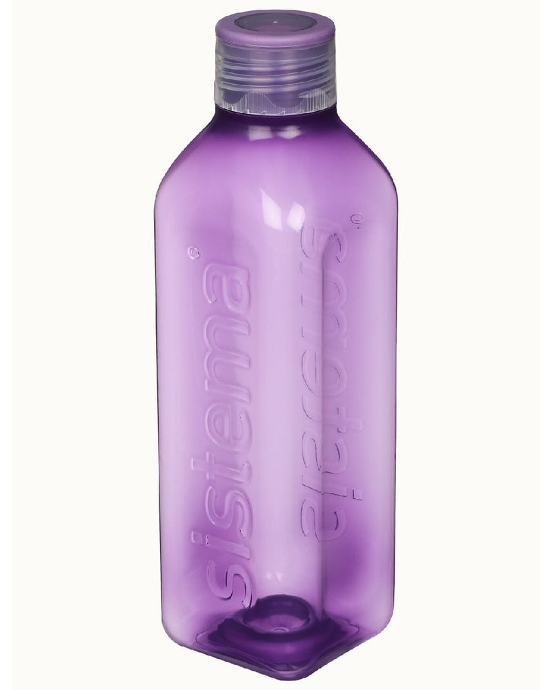Sistema 1L Square Bottle, Leak-Proof, BPA-Free Water Bottle for Kids, School, Office & Travel, Light weight - Purple - Image 2