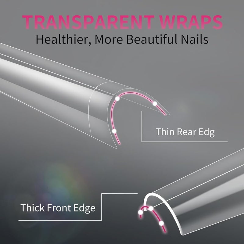 Krofaue 500 Pieces French Style False Nail Tips with Acrylic Gel and Box for Nail Art and DIY (Transparent) - Image 4