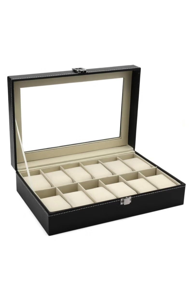 Luxury Wooden Watch Storage and Display Box with 12 Individual Slots, Premium PU Leather Watch Organizer with Transparent Lid for Safe Protection and Elegant Display – Durable Watch Case for Men and Women, Ideal for Home, Office, Jewelry Storage and Watch Collectors - Image 3