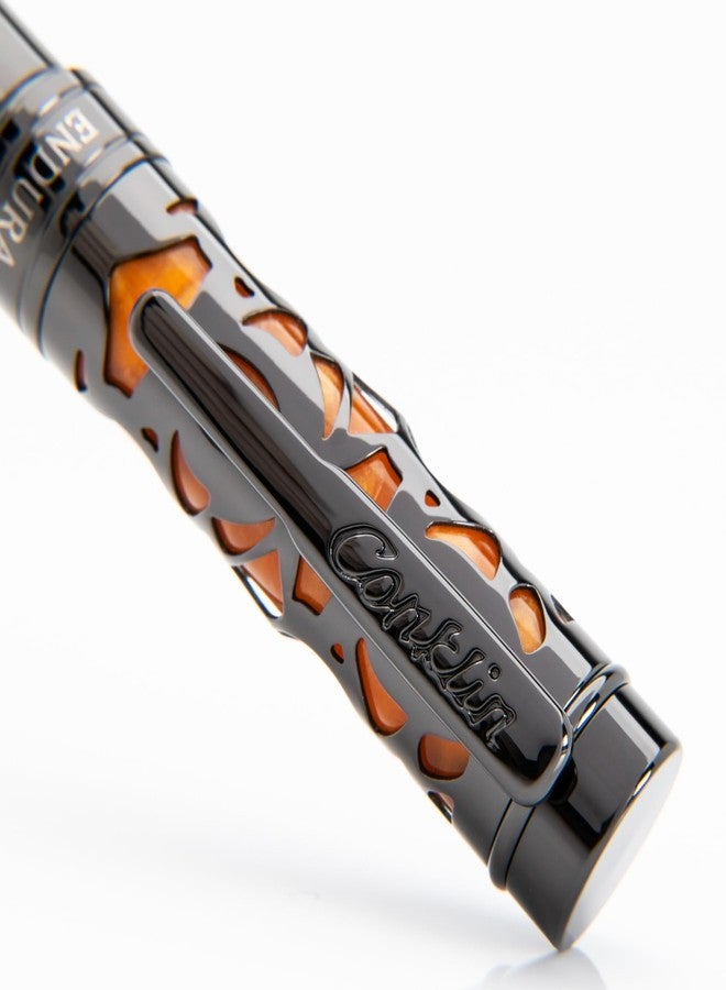 Conklin Endura Deco Crest Rollerball Pen in Orange with Rose Gold Accents - Refillable Rollerball Writing Instrument Pen Company - Image 1