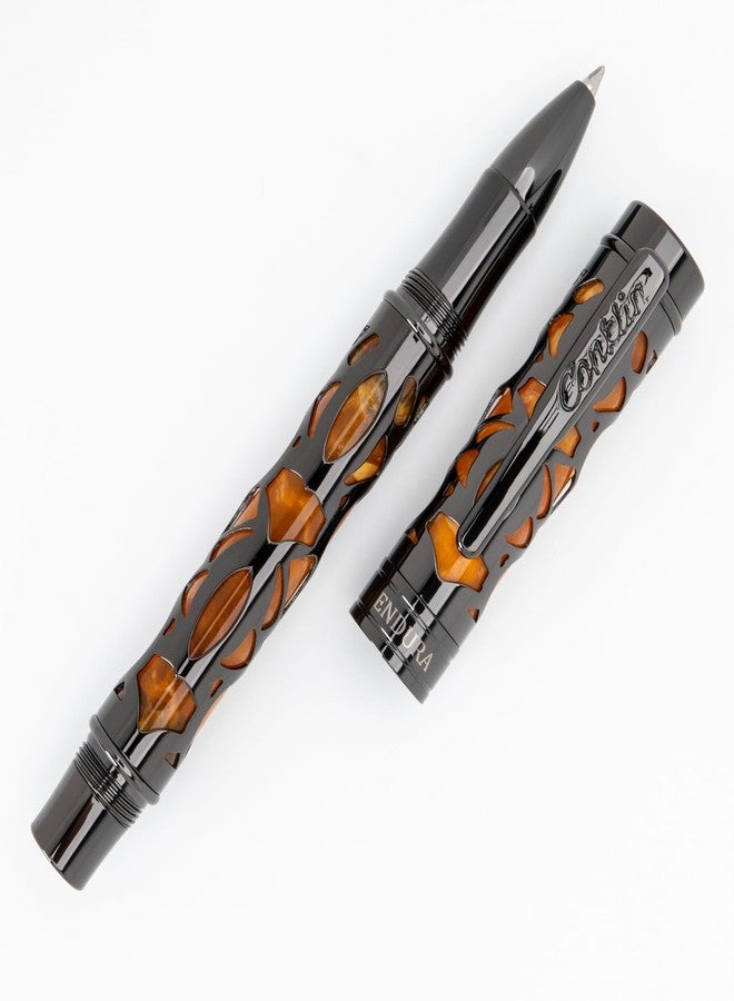 Conklin Endura Deco Crest Rollerball Pen in Orange with Rose Gold Accents - Refillable Rollerball Writing Instrument Pen Company - Image 4