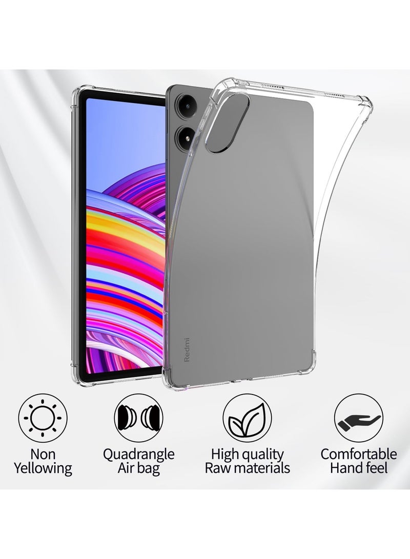 عام 1+2 حزمة متوافقة مع غلاف واقي وشاشة حماية لجهاز Redmi Pad Pro 12.1 بوصة، غلاف واقي شفاف من مادة TPU المرنة، فيلم حماية عالي الجودة من مادة PET - Image 4