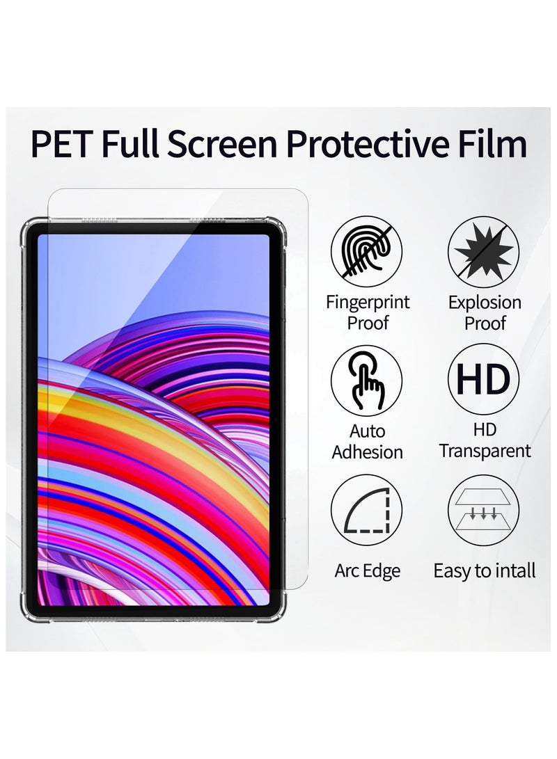 عام 1+2 حزمة متوافقة مع غلاف واقي وشاشة حماية لجهاز Redmi Pad Pro 12.1 بوصة، غلاف واقي شفاف من مادة TPU المرنة، فيلم حماية عالي الجودة من مادة PET - Image 2