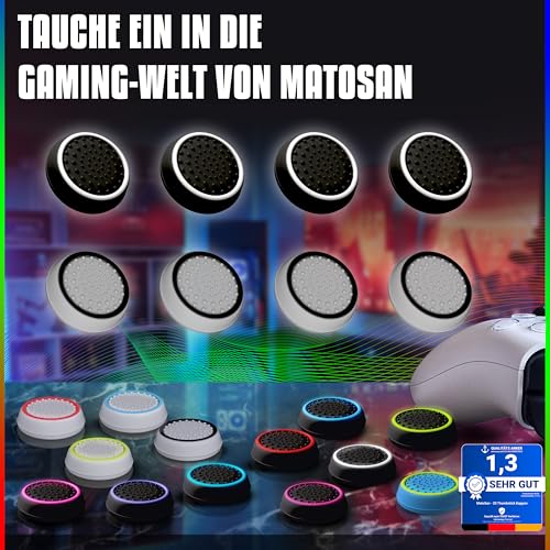 MatoSan 8 Thumbstick Grip Caps – Silicone Thumb Grips Compatible with PS5, PS4, Xbox Controller – Anti-Slip Joystick Cover – Controller Grips – Gaming Accessories - Image 2