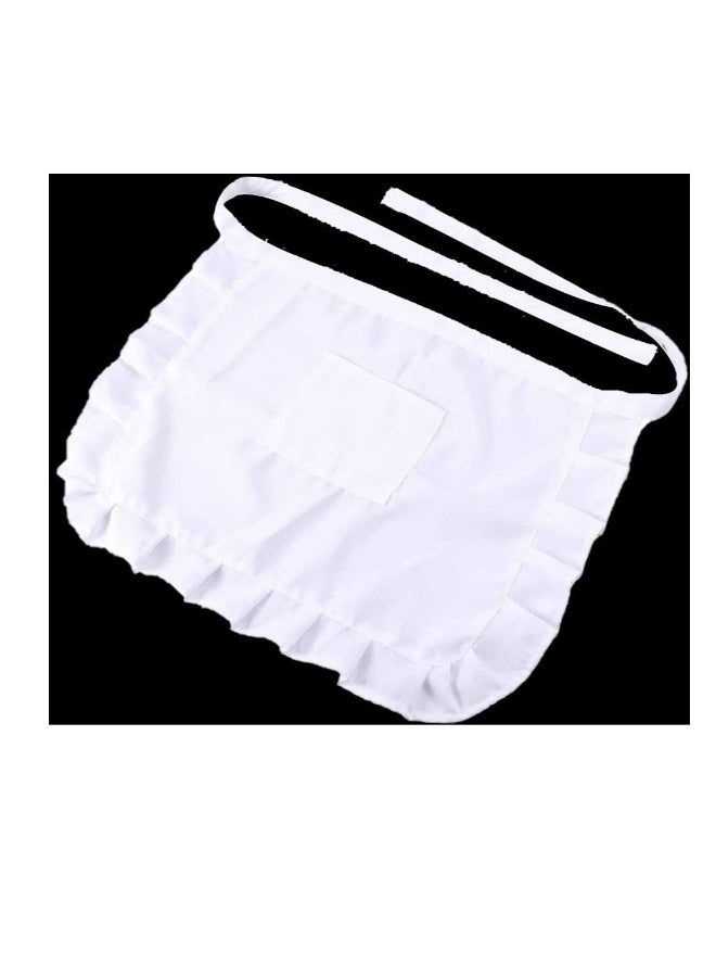 White Waist Apron Half Kitchen Ruffle Chef Work Bib Maid Dress Bistro Server Aprons for Waitress Cosplay Costume - Image 1