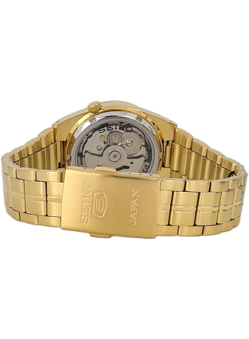 سيكو 5 Automatic Men’s Watch SNK574J1, 36 mm Gold Dial, Stainless Steel Case & Bracelet, Day/Date Display, 30 m WR - Image 3