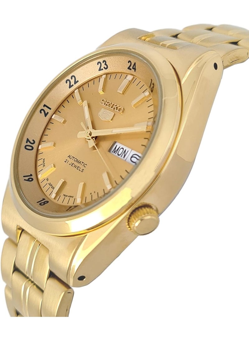 سيكو 5 Automatic Men’s Watch SNK574J1, 36 mm Gold Dial, Stainless Steel Case & Bracelet, Day/Date Display, 30 m WR - Image 2
