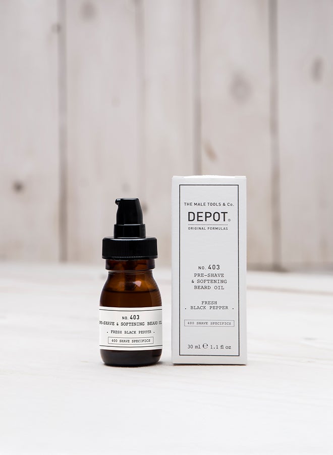 Depot Pre-Shave & Softening Beard Oil in Fresh Black Pepper - Softens Facial Hair for a Smoother Shave, Leaves a Spicy, Masculine Scent (30 ml) - Image 3