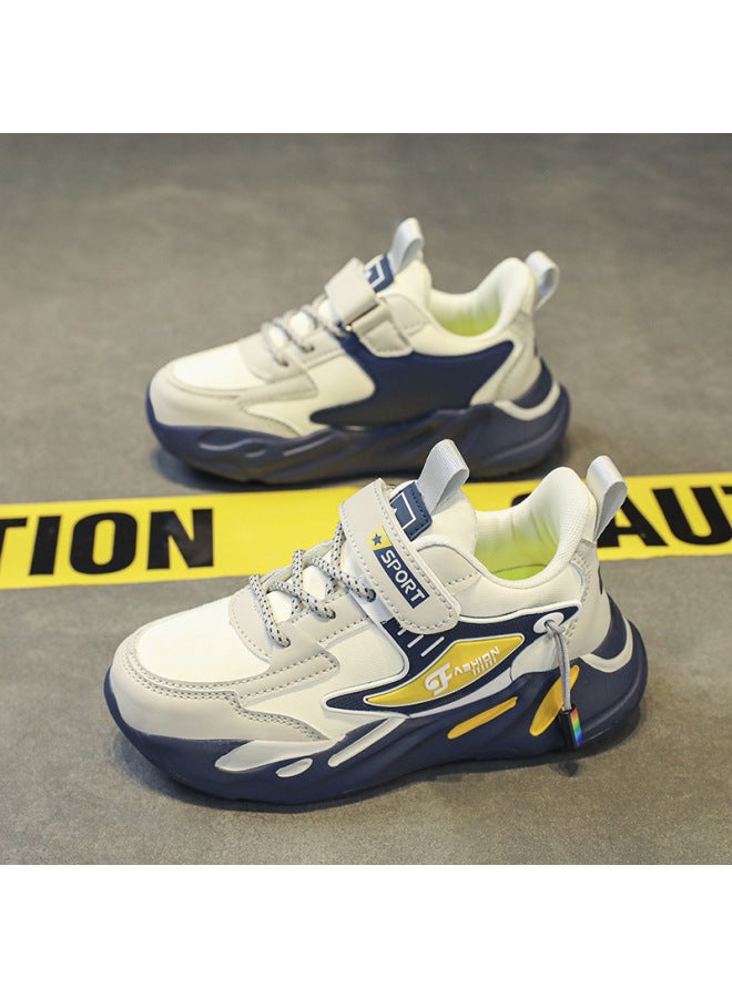 Children's Shoes Boys' Sneaker Waterproof Leather Casual Running Shoes For Primary School Students Lightweight Soft Bottom Middle And Large Children's Daddy Shoes