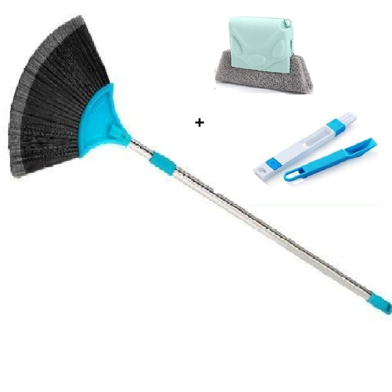 Ezalla Tripal Combo Web COB Broom 5 ft Jala Broom with Long Stainless Steel Rod and Window Groove Frame Cleaning BrushDust Cleaning Brush Use in Fan Ceiling Window Frame - Image 1