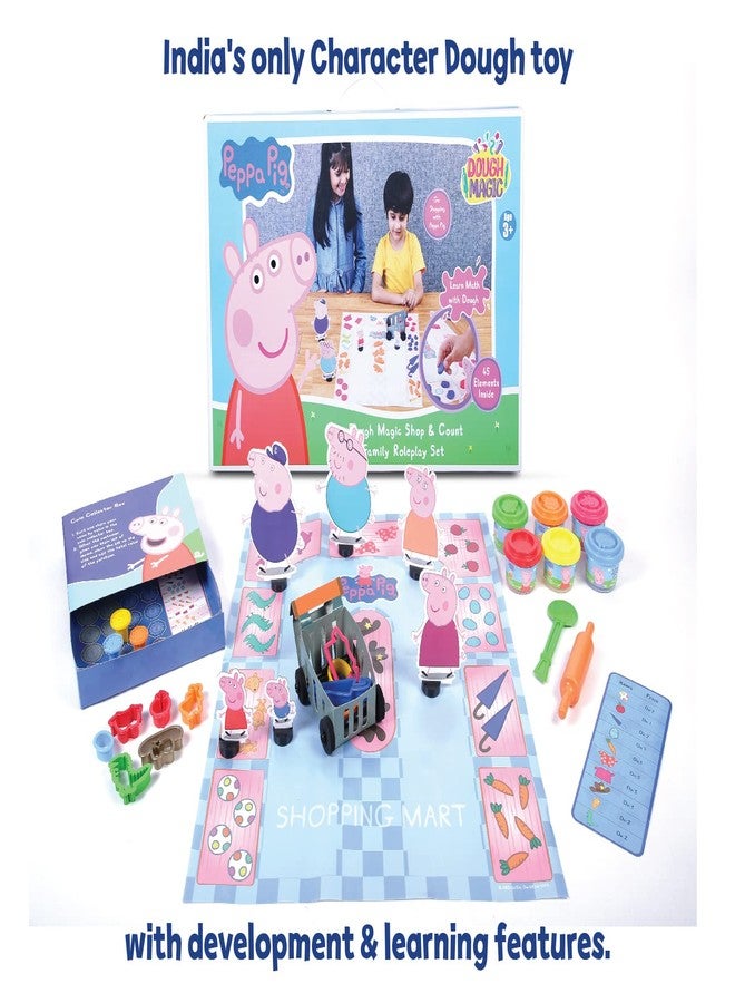 Dough Magic Peppa Pig Shop & Count Activity Set with Moulding Lid & 6 Tubs 50g Each|Roleplay Set|Fun & Learn Math with Soft Dough|Boost Creativity & Imagination|Gift Set Kids 3 Years+|Made in India - Image 4