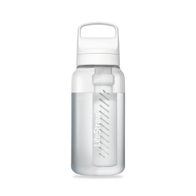 LifeStraw Go Series BPAFree Water Filter Bottle for Travel and Everyday use removes Bacteria parasites and microplastics Improves Taste 1L Clear