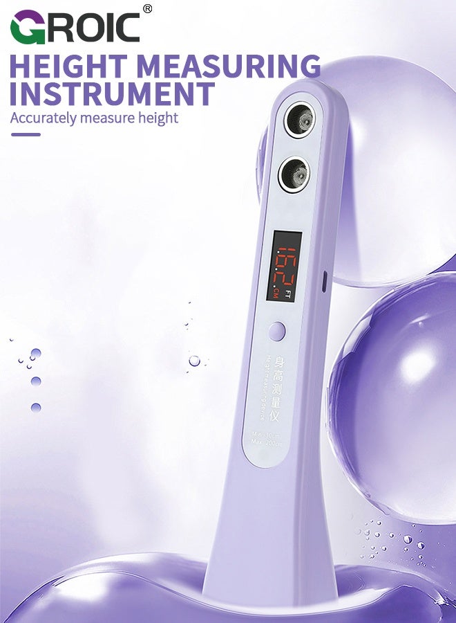 GROIC Portable Ultrasound Body Height Stadiometer - Handheld Cordless Height Measurement Device for Children and Adults with Temperature Display Decor, 30-200cm Measuring Range(Purple) - Image 2
