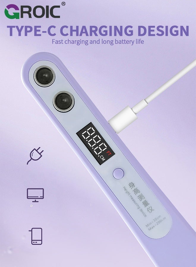 GROIC Portable Ultrasound Body Height Stadiometer - Handheld Cordless Height Measurement Device for Children and Adults with Temperature Display Decor, 30-200cm Measuring Range(Purple) - Image 4