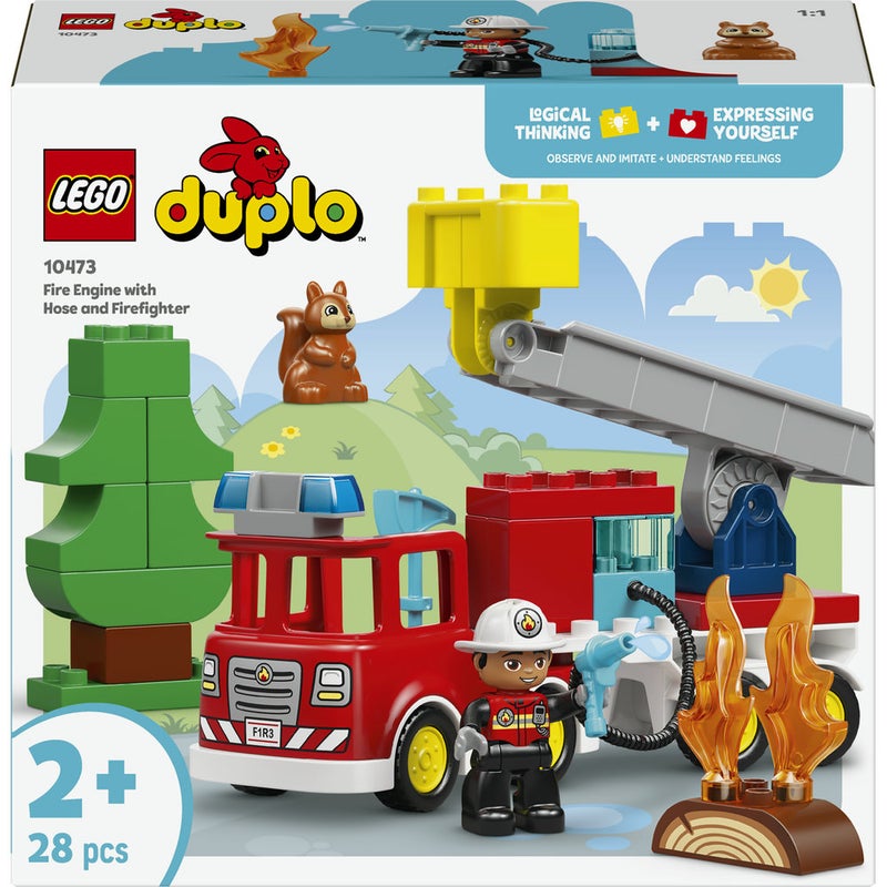 LEGO DUPLO Fire Engine with Hose and Firefighter Toy 10473 (Age 2+, 28 Pieces) - Image 2