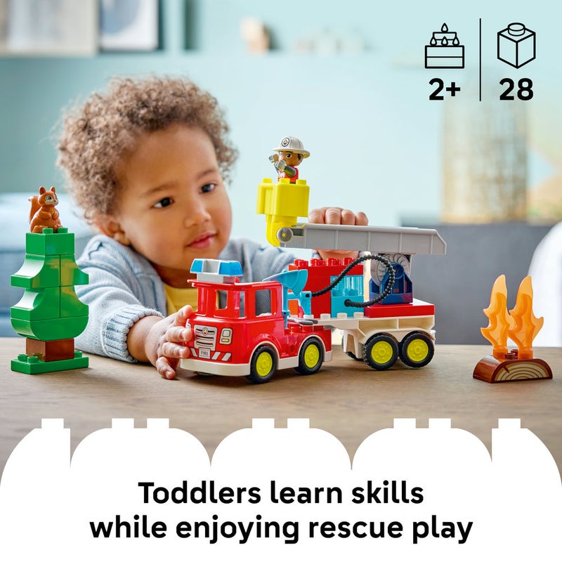 LEGO DUPLO Fire Engine with Hose and Firefighter Toy 10473 (Age 2+, 28 Pieces) - Image 3