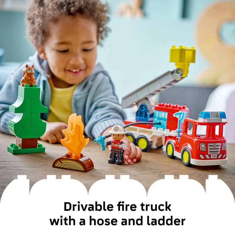 LEGO DUPLO Fire Engine with Hose and Firefighter Toy 10473 (Age 2+, 28 Pieces) - Image 5