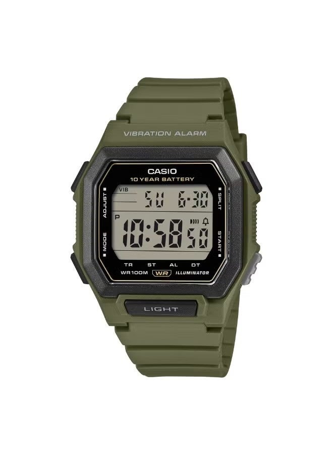 Casio W-738H-3AV Digital Watch, Khaki Green, Vibration Alert 47 × 42.8 × 13.5 mm - Image 1