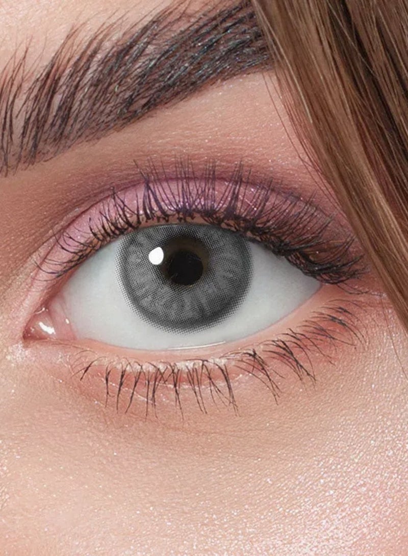 Unibling Diamond Grey Yearly Colored Contact Lenses, Unisex Cosmetic Contact Lenses, Enlargement Collection, Light Grey, With Case - Image 2