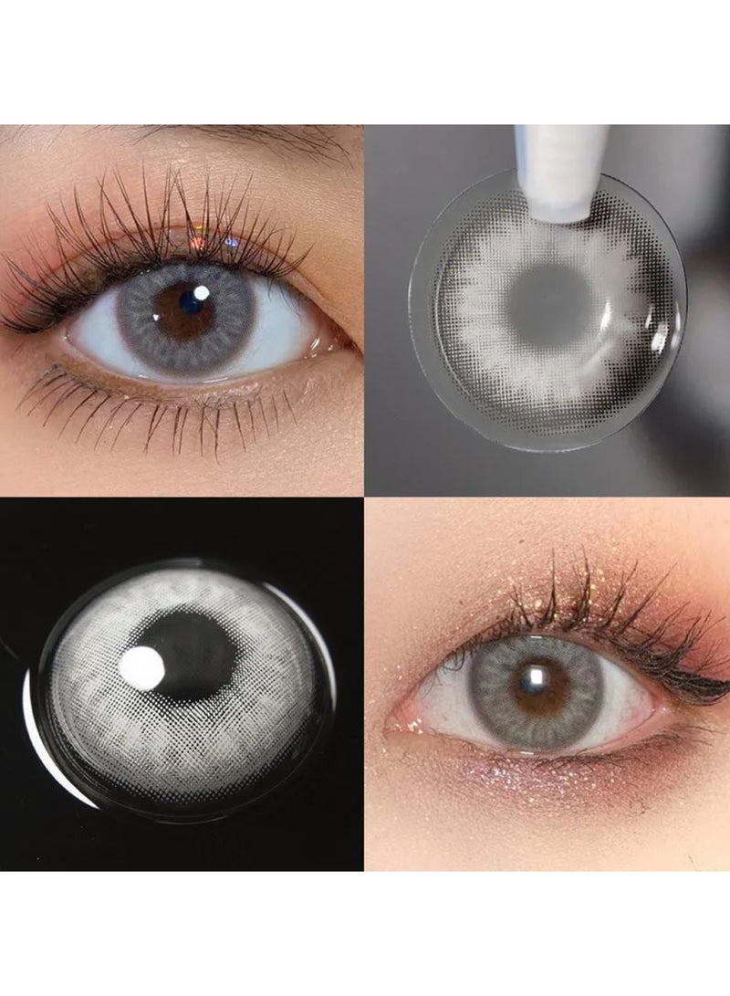 Unibling Diamond Grey Yearly Colored Contact Lenses, Unisex Cosmetic Contact Lenses, Enlargement Collection, Light Grey, With Case - Image 3