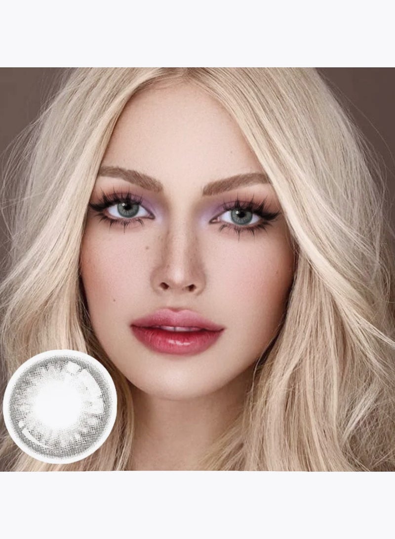 Unibling Diamond Grey Yearly Colored Contact Lenses, Unisex Cosmetic Contact Lenses, Enlargement Collection, Light Grey, With Case - Image 1