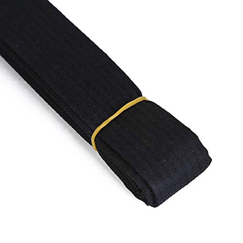 BooW أحزمة تصنيف تايكوندو الملونة من القطن لفنون القتال جودو كاراتيه TKD أيكيدو للأطفال (أسود، 220 سم) - Image 2