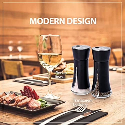 Aelga Black Salt and Pepper Shakers by Aelga, Salt Shaker with Adjustable Pour Holes, Black Kitchen Accessories, Decor for Kitchen,Restaurants,Camp,BBQ - Image 4