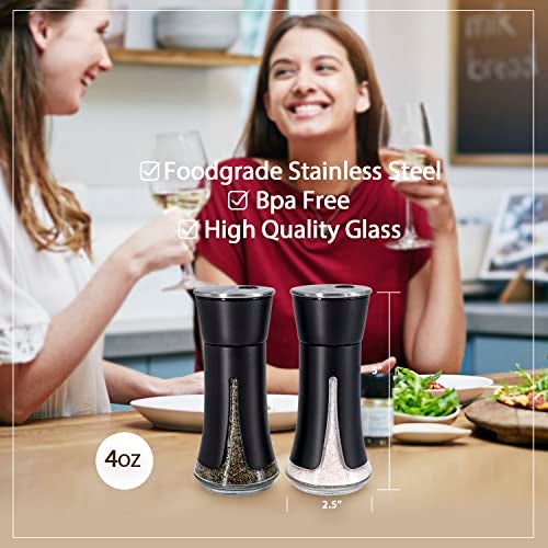 Aelga Black Salt and Pepper Shakers by Aelga, Salt Shaker with Adjustable Pour Holes, Black Kitchen Accessories, Decor for Kitchen,Restaurants,Camp,BBQ - Image 3