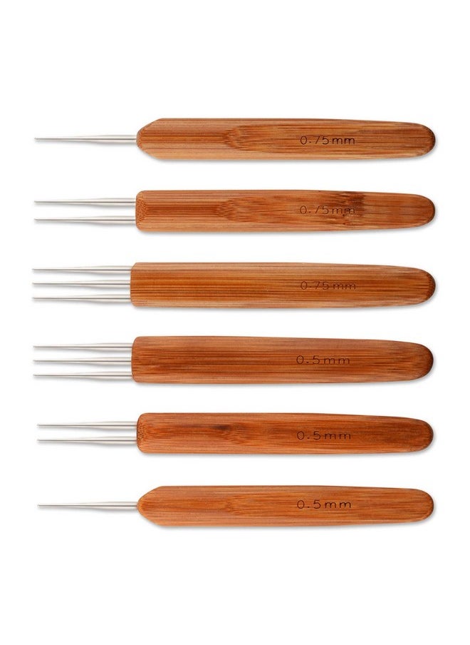6 Pieces Dreadlock Crochet Hook 0.5Mm 0.75 Mm Needle Weaving Crochet Include 1 Hook 2 Hooks 3 Hooks For Braid Craft