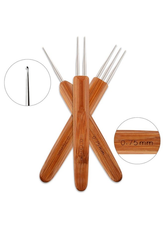 6 Pieces Dreadlock Crochet Hook 0.5Mm 0.75 Mm Needle Weaving Crochet Include 1 Hook 2 Hooks 3 Hooks For Braid Craft