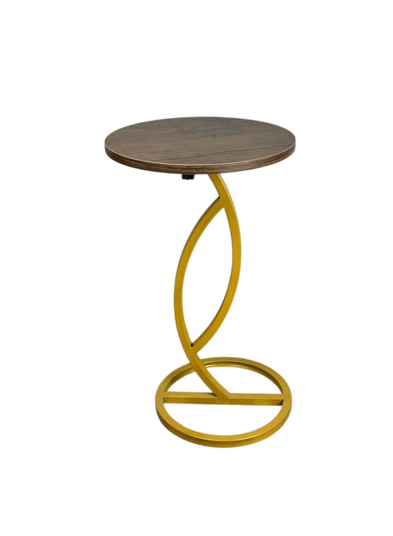 35cm Round Side Table - Gold in Marble Brown - Image 3