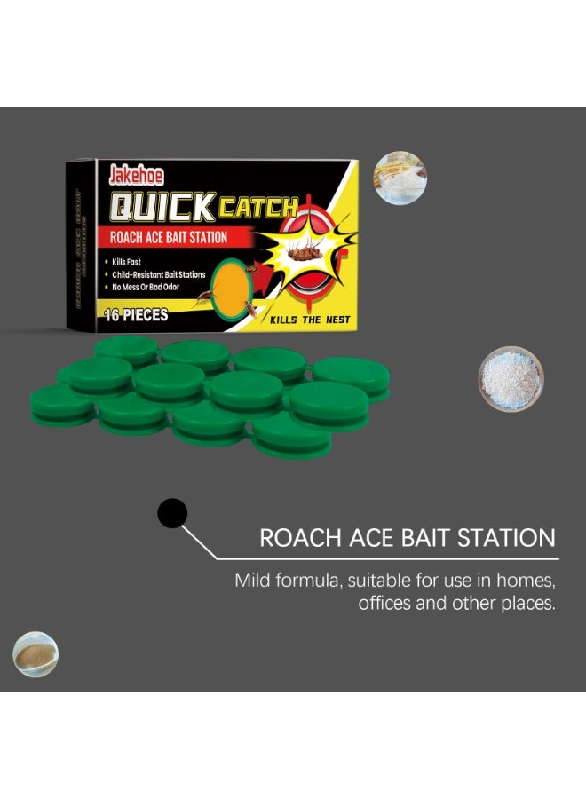 Jakehoe محطة طُعم صائدة الصراصير Roach Ace 16 قطعة – قاتل صراصير قوي وسريع، طويل الأمد، آمن للمنزل والمكتب والفندق - Image 3