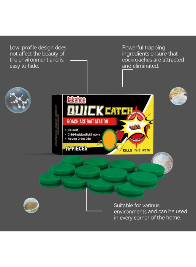 Jakehoe محطة طُعم صائدة الصراصير Roach Ace 16 قطعة – قاتل صراصير قوي وسريع، طويل الأمد، آمن للمنزل والمكتب والفندق - Image 2